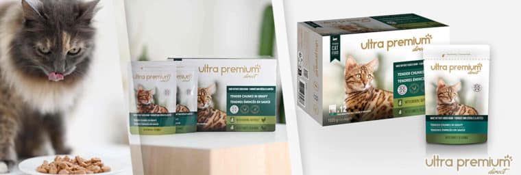 Ultra Premium Direct - 48 Sachets Fraîcheur pour Chat Sans Céréales - Tendres Émincés en Sauce Poulet / Dinde
