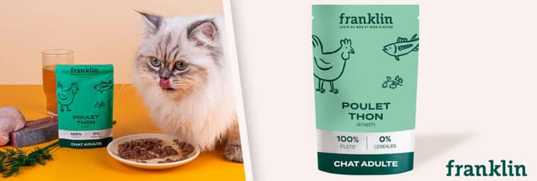 Franklin Pet Food – Filets en sachet Poulet, thon, aneth