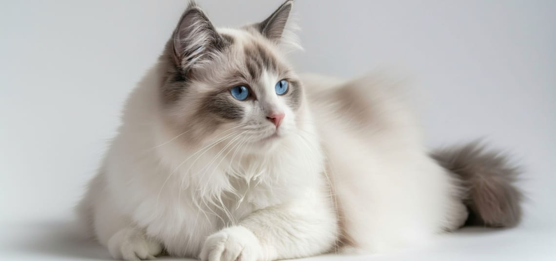 chat Ragdoll yeux bleus