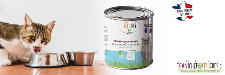 Félichef BIO – Mousse sans céréales au Saumon et Volaille BIO – Chat